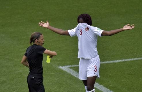 Carton Jaune Kadehisha Buchanan FOOTBALL : Coupe du Monde femine france 2019 - Netherlands vs Canada - 20 06 2019 MAO Panoramic 