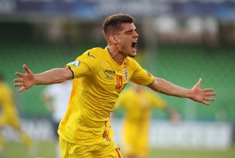 Ianis Hagi celebrates scoring their second goal during the UEFA Under-21 Championship 2019 match at San Marino Stadium, Serravalle. Picture date: 21st June 2019. Picture credit should read: Jonathan Moscrop Sportimage EDITORIAL USE ONLY. No use with unauthorised audio, video, data, fixture lists, club league logos or live services. Online in-match use limited to 120 images, no video emulation. No use in betting, games or single club league player publications. SPI-0103-0027