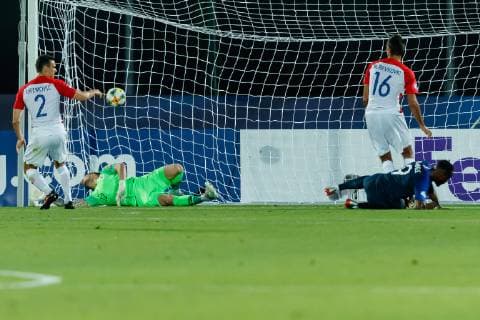 Serravalle, San Marino, 21.06.2019, UEFA U-21 Europameisterschaft Italien 2019, Gruppenphase, Gruppe C, Frankreich - Kroatien, Tor zum 1:0, Torschuetze Moussa Dembele (FRA) ( Defodi-01048-183178