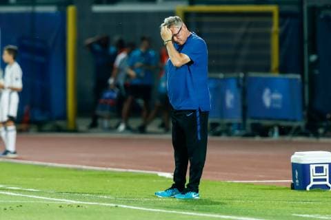 Serravalle, San Marino, 21.06.2019, UEFA U-21 Europameisterschaft Italien 2019, Gruppenphase, Gruppe C, Frankreich - Kroatien, Trainer Nenad Gracan (CRO) schaut ( Defodi-01048-183187