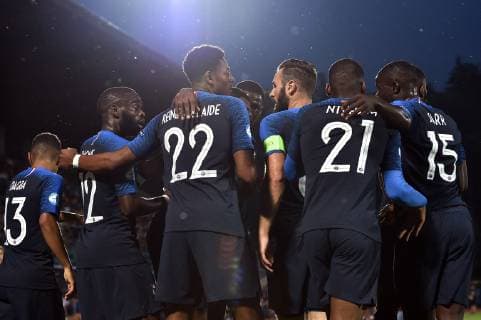 Photo Massimo Paolone LaPresse June 21, 2019 San Marino, San Marino soccer France vs Croatia - UEFA Under 21 Championship Italy 2019 - Group stage final tournament Group C - "San Marino - Serravalle" stadium. In the pic: Moussa Dembele (Francia) celebrates after scoring goal 1-0  Copyright: xMassimoxPaolone LaPressex