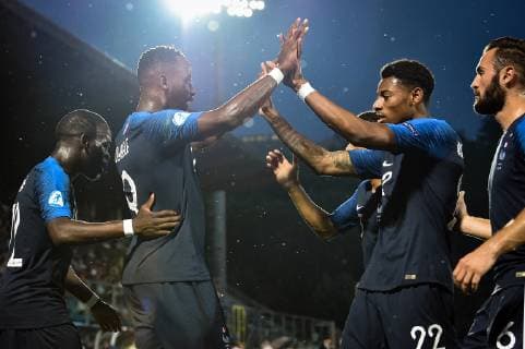 Photo Massimo Paolone LaPresse June 21, 2019 San Marino, San Marino soccer France vs Croatia - UEFA Under 21 Championship Italy 2019 - Group stage final tournament Group C - "San Marino - Serravalle" stadium. In the pic: Moussa Dembele (Francia) celebrates after scoring goal 1-0  Copyright: xMassimoxPaolone LaPressex