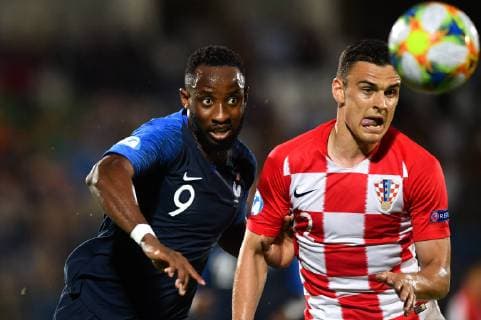 Photo Massimo Paolone LaPresse June 21, 2019 San Marino, San Marino soccer France vs Croatia - UEFA Under 21 Championship Italy 2019 - Group stage final tournament Group C - "San Marino - Serravalle" stadium. In the pic: Moussa Dembele (Francia) competes for the ball with Filip Uremovic (Croazia)  Copyright: xMassimoxPaolone LaPressex