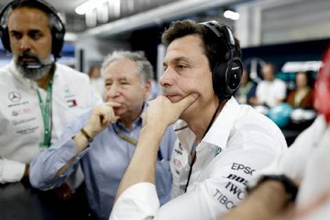 Motorsports: FIA Formula One World Championship, WM, Weltmeisterschaft 2019, Grand Prix of France, Jean Todt (FRA, FIA President), Toto Wolff (AUT, Mercedes AMG Petronas Motorsport), Le Castellet France