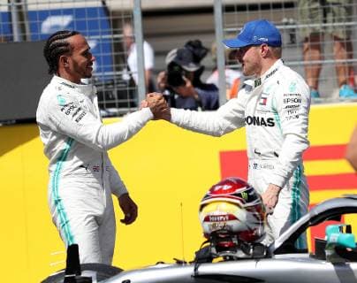 Le Castellet, France, 22.06.2019, Formel 1, Formula 1, French Grand Prix, Poleposition für Lewis Hamilton (GB 44), Mercedes-AMG Petronas Motorsport, 2.Startplatz für Valtteri Bottas (FIN 77) ( Defodi-09-506-033868
