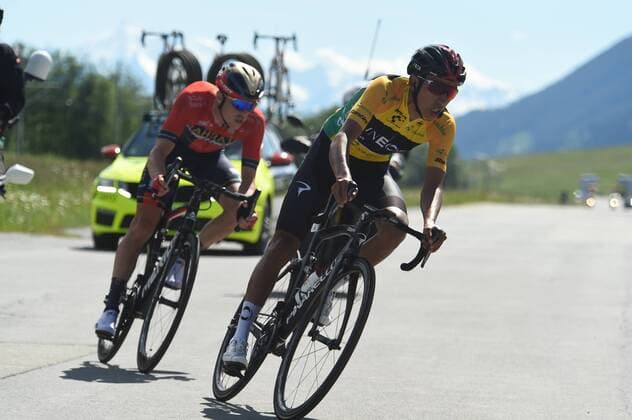 Tour de Suisse, Gesamtsieger Egan Bernal 23-06-2019 Tour De Suisse; Tappa 09 Goms - Goms; 2019, Team Ineos; 2019, Bahrain - Merida; Bernal Gomez, Arley; Dennis, Rohan; Goms; 