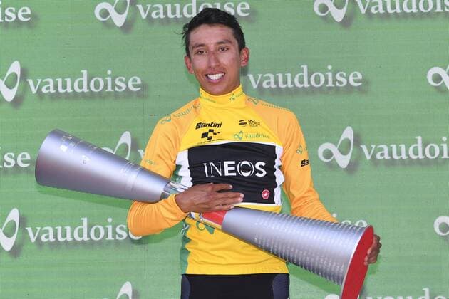 Sport Themen der Woche KW25 Sport Bilder des Tages Tour de Suisse, Gesamtsieger Egan Bernal GOMS, SWITZERLAND - JUNE 23 : BERNAL GOMEZ Egan Arley (COL) of Team INEOS during stage 9 of the Tour de Suisse cycling race, a stage of 144 kms between Goms Ulrichen and Goms on June 23, 2019 in Goms, Switzerland, 23 06 2019 CYCLISME : Tour de Suisse - Etape 9 - Entre Goms Ulrichen et Goms - 23 06 2019 PhotoNews Panoramic 