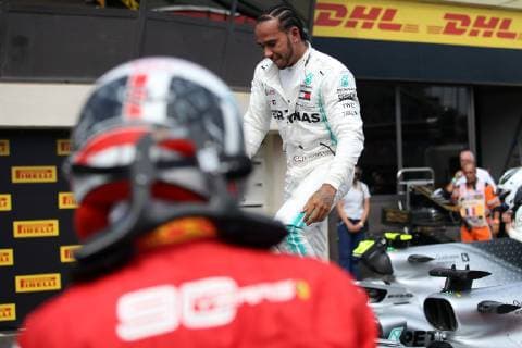Photo4 LaPresse 23 06 2019 Le Castellet, France Grand Prix Formula One France 2019 In the pic: Lewis Hamilton (GBR) Mercedes AMG F1 W10 and Charles Leclerc (MON) Scuderia Ferrari SF90  Copyright: xPhoto4 LaPressex