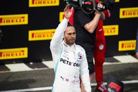 23rd June 2019, Circuit Automobile Paul Ricard, Le Castellet, Marseille, France ; FIA Formula 1 Grand Prix of France, Race Day; Lewis Hamilton of the Mercedes Team celebrates his victory  ActionPlus12147294 PabloxGuillen