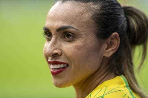France v Brazil LE HAVRE, SM - 23.06.2019: FRANCE V BRAZIL - Marta do Brasil with red lipstick before a match between Brazil and France. World Cup Qualification Football. FIFA. Held at the Oceane Stadium in Le Havre, France. (Photo: Richard Callis Fotoarena) x1751594x  RichardxCallis