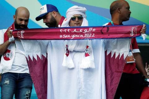 A Qatar fan before the Copa America 2019 Group B soccer match between Qatar and Argentina, at Arena do Gremio Stadium in Porto Alegre , Brazil, 23 June 2019. Qatar vs. Argentina !ACHTUNG: NUR REDAKTIONELLE NUTZUNG!  Copyright: xSebastiaoxMoreirax SCA1512 20190623-636969201406139432