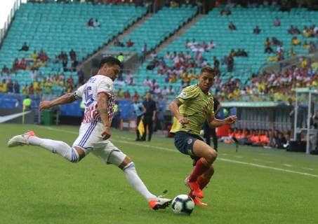 Colombia vs Paraguay SALVADOR, BA - 23.06.2019: COLOMBIA VS PARAGUAY - Gustavo Gomez and Cuellar, during a match between Colombia and Paraguay, valid for the group stage of the Copa America 2019, held this Sunday (23) at the Fonte Nova Arena in Salvador, Bahia, Brazil. (Photo: Tiago Caldas Fotoarena) x1751677x  TiagoxCaldas