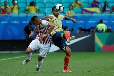 Colombia s Edwin Cardona (R) in action against Paraguay s Cardozo during the Copa America 2019 Group B soccer match between Colombia and Paraguay, at Arena Fonte Nova Stadium in Salvador, Brazil, 23 June 2019. Colombia vs. Paraguay !ACHTUNG: NUR REDAKTIONELLE NUTZUNG!  Copyright: xMauricioxDuenasxCastanedax SCA1658 20190623-636969221321905071