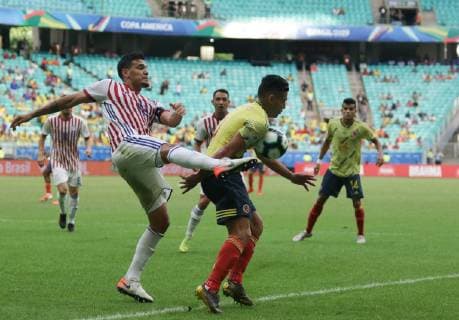 Colombia vs Paraguay SALVADOR, BA - 23.06.2019: COLOMBIA VS PARAGUAY - Gustavo Gomez and Radamel Falcao, during a match between Colombia and Paraguay, valid for the group stage of the Copa America 2019, held this Sunday (23) at the Fonte Nova Arena in Salvador, Bahia, Brazil. (Photo: Tiago Caldas Fotoarena) x1751713x  TiagoxCaldas