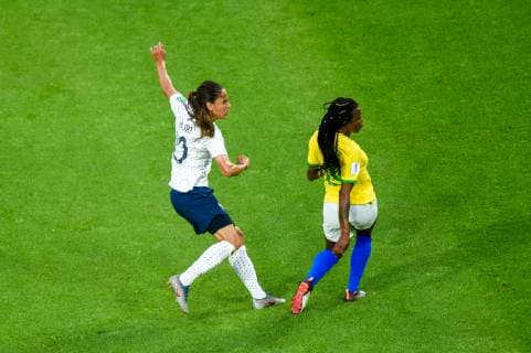 Amel MAJRI ( France ) - LUDMILA ( Brazil ) FOOTBALL : France vs Bresil - Coupe du Monde Feminine - Le Havre - 23 06 2019 FedericoPestellini Panoramic 