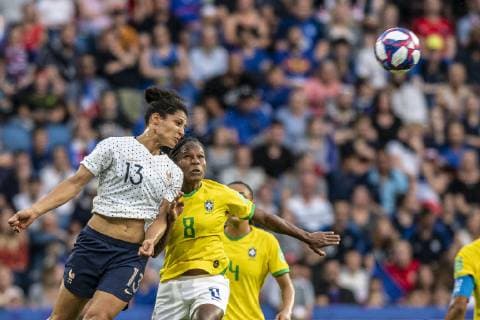 France v Brazil LE HAVRE, SM - 23.06.2019: FRANCE V BRAZIL - Viviane Asseyi of France and Ant of Brazil during a match between Brazil and France. World Cup Qualification Football. FIFA. Held at the Oceane Stadium in Le Havre, France. (Photo: Richard Callis Fotoarena) x1751724x  RichardxCallis