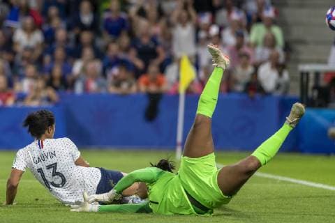France v Brazil LE HAVRE, SM - 23.06.2019: FRANCE V BRAZIL - Valérie Gauvin of France scores goal (1-0) during a match between Brazil and France. World Cup Qualification Football. FIFA. Held at the Oceane Stadium in Le Havre, France. (Photo: Richard Callis Fotoarena) x1751768x  RichardxCallis