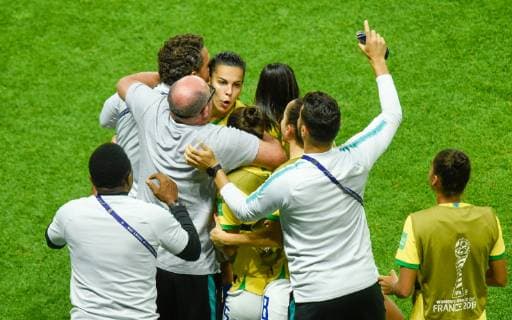 Joie des joueurs de l equipe Brazil - THAISA ( Brazil ) FOOTBALL : France vs Bresil - Coupe du Monde Feminine - Le Havre - 23 06 2019 FedericoPestellini Panoramic 