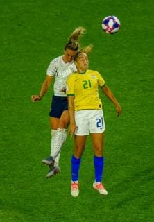 MONICA ( Brazil ) - Amandine HENRY ( France ) FOOTBALL : France vs Bresil - Coupe du Monde Feminine - Le Havre - 23 06 2019 FedericoPestellini Panoramic 