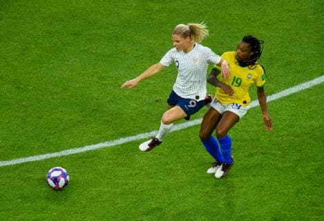 Eugenie LE SOMMER ( France ) - LUDMILA ( Brazil ) FOOTBALL : France vs Bresil - Coupe du Monde Feminine - Le Havre - 23 06 2019 FedericoPestellini Panoramic 