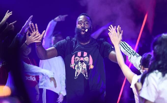 GUANGZHOU, CHINA - JUNE 23: James Harden of the Houston Rockets meets fans at Tianhe Sports Center during his adidas sponsored tour in China on June 23, 2019 in Guangzhou, Guangdong Province of China.  Copyright: xVCGx CFP111222578942 