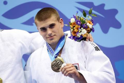 OLYMPICS - Europaspiele Minsk 2019 MINSK,BELARUS,24.JUN.19 - OLYMPICS - European Games Minsk 2019, judo, men +100kg, award ceremony. Image shows Stephan Hegyi (AUT). Keywords: medal. GEPAxpictures xChristianxWalgram