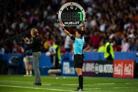190624 Additional time 7 minutes shown during the FIFA WomenÂ s World Cup round of sixteen match between Sweden and Canada on June 24, 2019 in Paris. Photo: Simon Hastegard Bildbyran Kod SH 180086 bbeng fotboll football fotball soccer dam women kvinner frankrike france vm vm 2019 verdensmesterskap världsmästerskap fifa women s world cup 2019 world cup attondelsfinal knockout stage canada kanada sverige sweden Copyright: SIMONxHASTEGARD BB190624SH105