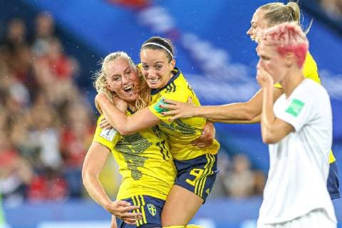 June 24, 2019, Paris, France: Stina Blackstenius player of Sweden celebrate your goal during a match against Canada by the Women s World Cup finals at the Parc des Princes Stadium. Soccer 2019: Womens Wolrd Cup: Sweden 1:0 Canada  - ZUMA19 - 20190624_mda_c233_461 Copyright: xVanessaxCarvalhox