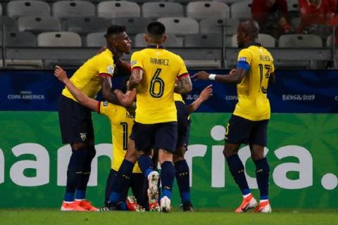 Ecuador vs Japan BELO HORIZONTE, MG - 24.06.2019: ECUADOR VS JAPAN - Angel Mena scored the first goal of Ecuador during a match between Ecuador and Japan, valid for the group stage of the Copa America 2019, held this Monday (24) at the Estádio do Mineirão in Belo Horizonte, MG. (Photo: Dudu Macedo Fotoarena) x1752536x  DuduxMacedo