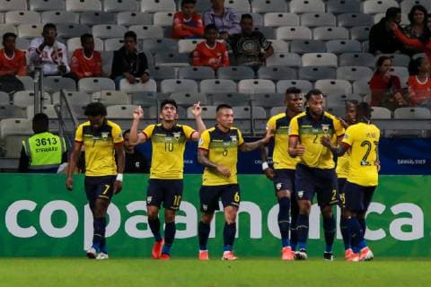 Ecuador vs Japan BELO HORIZONTE, MG - 24.06.2019: ECUADOR VS JAPAN - Angel Mena scored the first goal of Ecuador during a match between Ecuador and Japan, valid for the group stage of the Copa America 2019, held this Monday (24) at the Estádio do Mineirão in Belo Horizonte, MG. (Photo: Dudu Macedo Fotoarena) x1752537x  DuduxMacedo