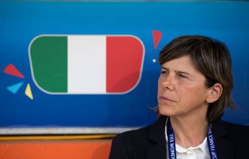 (190625) -- MONTPELLIER, June 25, 2019 -- Italy s head coach Milena Bertolini looks on before the round of 16 match between Italy and China at the 2019 FIFA Women s World Cup at Stade de la Mosson in Montpellier, France, June 25, 2019. ) (SP)FRANCE-MONTPELLIER-2019 FIFA WOMEN S WORLD CUP-ROUND OF 16-ITA VS CHN-WARM-UP XiaoxYijiu 