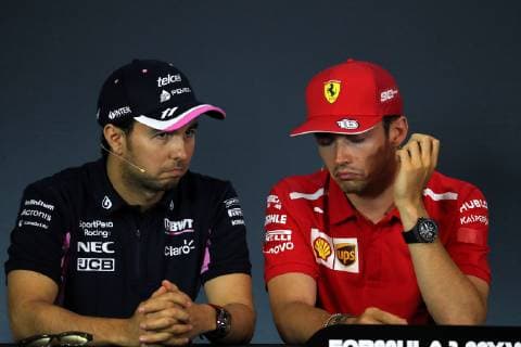 Photo4 LaPresse 27 06 2019 Spielberg, Austria Grand Prix Formula One Austria 2019 In the pic: Sergio Perez (MEX) Racing Point F1 Team RP19 and Charles Leclerc (MON) Scuderia Ferrari SF90  Copyright: xPhoto4 LaPressex