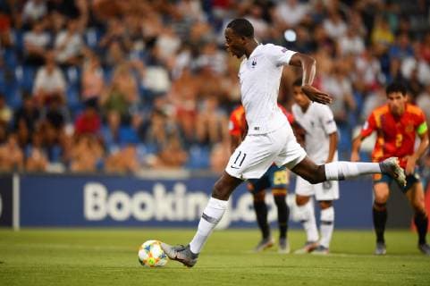 Photo Massimo Paolone LaPresse June 27, 2019 Reggio Emilia, Italy soccer Spain vs France - UEFA Under 21 Championship Italy 2019 - Semi-finals - "Mapei - Citt& xe0; del Tricolore" stadium. In the pic: Jean Philippe Mateta (Francia) goal 0-1  Copyright: xMassimoxPaolone LaPressex