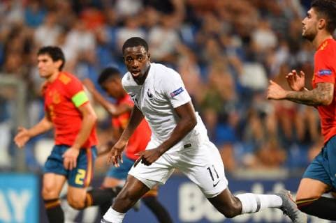 Photo Massimo Paolone LaPresse June 27, 2019 Reggio Emilia, Italy soccer Spain vs France - UEFA Under 21 Championship Italy 2019 - Semi-finals - "Mapei - Citt& xe0; del Tricolore" stadium. In the pic: Jean Philippe Mateta (Francia) celebrates after scoring goal 0-1  Copyright: xMassimoxPaolone LaPressex