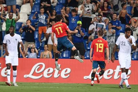 Mg Reggio Emilia 26 06 2019 - Europeo Under 21 Italia 2019 Spagna-Francia foto Matteo Gribaudi Image nella foto: esultanza gol Mikel Oyarzabal 