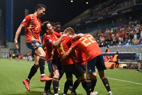 Mg Reggio Emilia 26 06 2019 - Europeo Under 21 Italia 2019 Spagna-Francia foto Matteo Gribaudi Image nella foto: esultanza gol Dani Olmo 