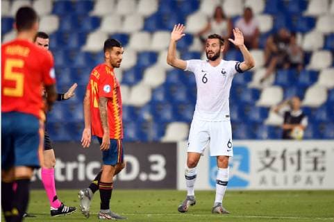 Photo Massimo Paolone LaPresse June 27, 2019 Reggio Emilia, Italy soccer Spain vs France - UEFA Under 21 Championship Italy 2019 - Semi-finals - "Mapei - Citt& xe0; del Tricolore" stadium. In the pic: Lucas Tousart (Francia) looks on  Copyright: xMassimoxPaolone LaPressex