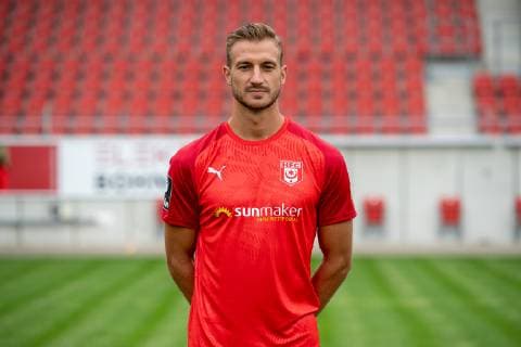 Pascal Sohm ; HFC Hallescher Fussballclub e.V; 3.Liga, Porträttermin 2019 2020, Halle Saale Sachsen-Anhalt Deutschland