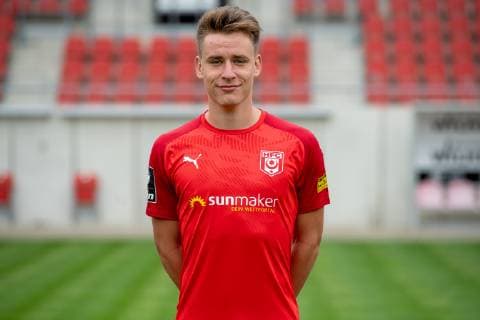 Florian Hansch ; HFC Hallescher Fussballclub e.V; 3.Liga, Porträttermin 2019 2020, Halle Saale Sachsen-Anhalt Deutschland