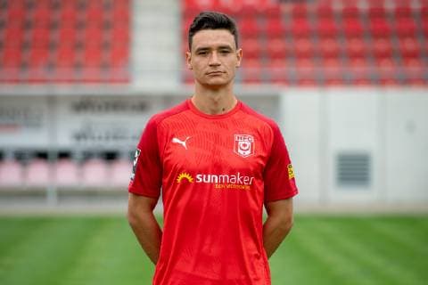 Niklas Landgraf ; HFC Hallescher Fussballclub e.V; 3.Liga, Porträttermin 2019 2020, Halle Saale Sachsen-Anhalt Deutschland