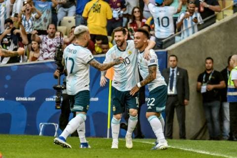 Fußball, Copa America, Venezuela - Argentinien Venezuela vs Argentina RIO DE JANEIRO, RJ - 28.06.2019: VENEZUELA VS ARGENTINA - Lautaro Martínez scores goal during a match between Venezuela and Argentina, valid for the quarterfinals of the Copa America 2019, held this Friday (28) at the Maracanã Stadium in Rio de Janeiro, RJ. (Photo: Nayra Halm Fotoarena) x1754655x  NayraxHalm