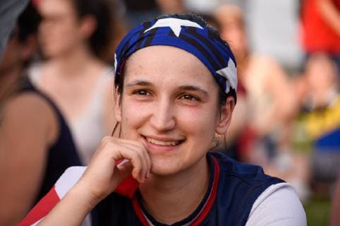 Fußball, WM Damen, Frankreich - USA, Fanzone in Paris Supporters de l equipe France - ambiance FOOTBALL : France vs Etats Unis - Fan zone - Paris - 28 06 2019 FedericoPestellini Panoramic 