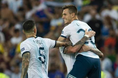 Fußball, Copa America, Venezuela - Argentinien Venezuela vs Argentina RIO DE JANEIRO, RJ - 28.06.2019: VENEZUELA VS ARGENTINA - Lo Celso celebrates goal during a match between Venezuela and Argentina, valid for the quarterfinals of the Copa America 2019, held this Friday (28) at the Maracanã Stadium, in Rio de Janeiro, RJ. (Photo: Celso Pupo Fotoarena) x1754724x  CelsoxPupo