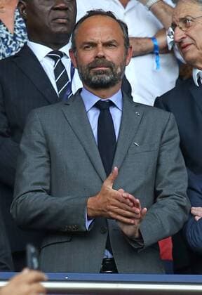French Prime Minister Edouard Philippe watches the FIFA Women s World Cup quarterfinal match between the United States and France at the Parc des Princes near Paris on June 28, 2019. Team USA defeated France by the score of 2-1.  PAR201906287055 DAVIDxSILPA