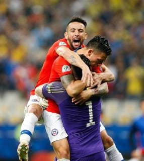 Colombia vs. Chile SÃO PAULO, SP - 28.06.2019: COLOMBIA VS. CHILE - The Chilean national team, Nationalteam qualifies for the semi-final after beating the Colombian national team in penalties after a 0-0 draw in a match between Colombia and Chile, valid for the quarterfinals of the Copa América 2019, held this Friday (28) at the Corinthians Arena in Sao Paulo-SP. (Photo: Marcelo Machado de Melo Fotoarena) x1755026x  MarceloxMachadoxdexMelo