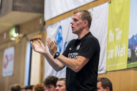 Kloten, Deutschland 28. Juni 2019: DHB U21, U 21 Laenderspiel - Airport Trophy - Spanien vs. Deutschland Trainer Martin Heuberger (Deutschland) Kloten Sporthalle Ruebisbach Schweiz