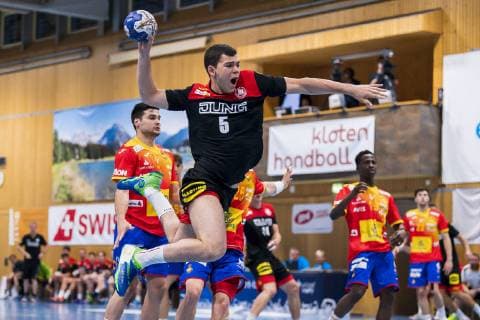Kloten, Deutschland 28. Juni 2019: DHB U21, U 21 Laenderspiel - Airport Trophy - Spanien vs. Deutschland Tim Matthes (Deutschland Fuechse Berlin) Kloten Sporthalle Ruebisbach Schweiz