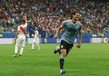 Uruguay vs Peru SALVADOR, BA - 29.06.2019: URUGUAY VS PERU - Edinson Cavani, celebrating a goal during a match between Uruguay and Peru, valid for the quarterfinals of the Copa America 2019, held this Saturday (29) at the Fonte Nova Arena in Salvador, Bahia, Brazil. (Photo: Tiago Caldas Fotoarena) x1755554x  TiagoxCaldas