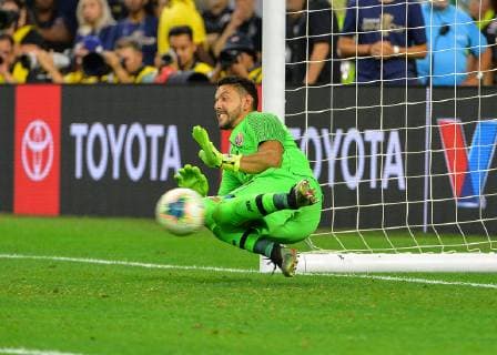 June 29, 2019: Costa Rica goalkeeper, Leonle Moreira (23), blocks a shot on goal during the 2019 CONCACAF Gold Cup, quarter final match between Mexico and Costa Rica, at NRG Stadium in Houston, TX. Mandatory Credit: Sports South Media CSM 2019 CONCACAF Gold Cup: Mexico vs Costa Rica Jun 29 - ZUMAc04_ 20190629_zaf_c04_216 Copyright: xKevinxLangleyx