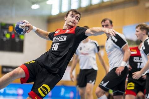 Sport Bilder des Tages Kloten, Deutschland 30. Juni 2019: Handball, DHB U21, U 21 Laenderspiel - Airport Trophy - Schweiz vs. Deutschland Hendrik Schreiber (Deutschland HSG Wetzlar) Kloten Sporthalle Ruebisbach Schweiz